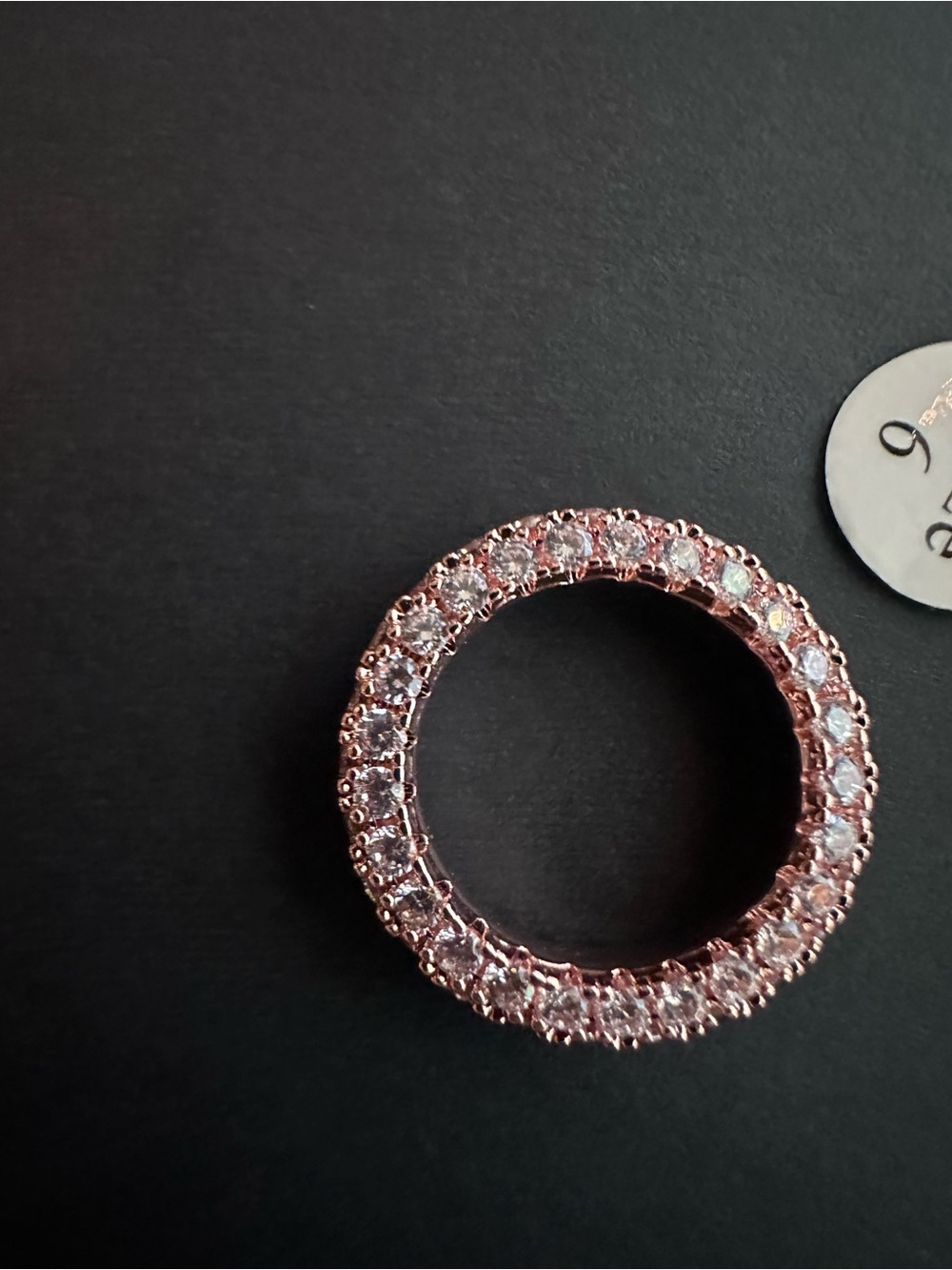Rose Gold Crystal Pave 3 side Eternity Ring - Women Jewelry